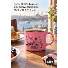 3 Adet İstanbul Temalı Porselen Kupa Bardak Şehir Motifli Tasarım, Çay Kahve Kullanımı, Mug Cup 6x11 Cm