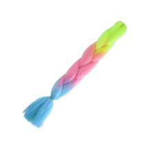 Afrika Örgülük Ombreli Sentetik 100 Gr. / Neon Sarı / Pembe / Açık Mavi - Elwm-462958 Çok Renkli