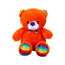 Puffy Friends Oturan Kurdeleli Renkli Peluş Ayı 30 cm 29626 Turuncu
