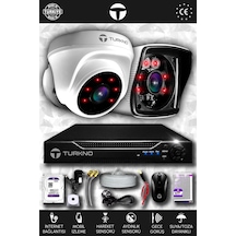 Turkno 2 Kameralı Karia 1 İç Kamera Set 1 TB HDD Full HD Gece Görüşlü Güvenlik Kamerası Sistemi