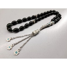 Soma Tesbih Hareli Koyu Yeşil Sıkma Kehribar Tesbih 8 x 12 CM