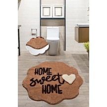 Home Sweet Home Kahve Çap Yıkanabilir Banyo Halısı Kahverengi
