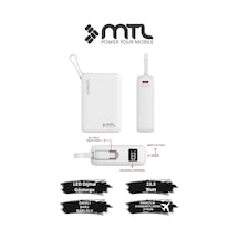 20000 Mah 22.5w Süper Hızlı Şarj Dahili Kablolu Led Göstergeli Pd Ve Qc 3.0 Powerbank Mt4550 Beyaz