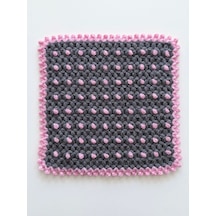 Herşey Fırsat Banyo Lifi Yün El Örmesi Ceyizlik Kare Çiçek Desenli 32x32 Cm