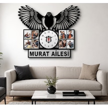 45x40 Cm Beşiktaş Temalı Kişiye Özel Duvar Saati 3 Mm