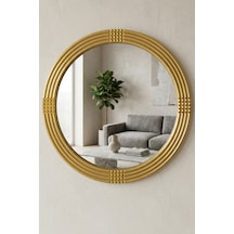 Safir Gold Dekoratif Ayna Yuvarlak Işlemeli Duvar Aynası 56 Cm