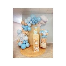 Makaron Mavi Baby Makaron ve Sütlü Kahve Balon Zinciri 100 Adet Mix
