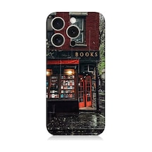 Apple Uyumlu iPhone 15 Pro Köşedeki Kitabevi Desenli Silikon Kılıf