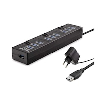 Usb Hub 10 Usb 1m Siyah Güç Adaptörlü Hdx7005