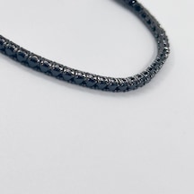 Onix Taşlı Siyah Rodajlı Su Yolu Gümüş Bileklik - 3mm - Lvrblk06 Siyah