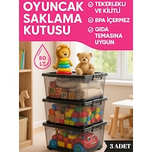 80 Litre Saklama Kutusu 3 Adet Saklama Kutusu Düzenleyici Siyah