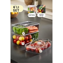 Buzdolabı Dolapiçi Düzenleyici Organizer Kapaklı 6'lı Set Mini, Midi, Maxi Şeffaf