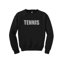 Tennis Text Siyah Sweatshirt Beyaz