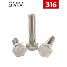 M6 Paslanmaz Civata Altıköşe Başlı Dın933 A4 Aısı 316 Kalite - 20'li Set M6 x 60