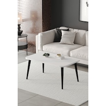 Roma Orta Sehpa Metal Ayaklı , Orta Sehpa , 100 X 60 X 50 Cm Siyah Metal Beyaz