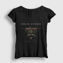 Presmono Kadın Believe Arch Enemy T-shirt Siyah