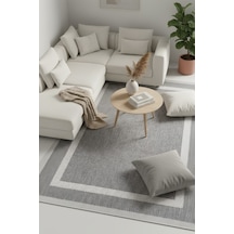 Sisal Prime Gri Krem Mavi İskandinav Yıkanabilir Bordürlü Halı Kilim Balkon Teras Koridor Halısı 1149