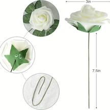 Boutonnieres Merkezleri İçin İvory Gül W / Sap, 1 Adet