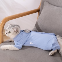 Vkemall Kedi Ameliyat Sonrası Kıyafeti, Yara Koruması Ve Yalama Engeli, Modal Dokulu, Mavi, Beden L Ya001j061