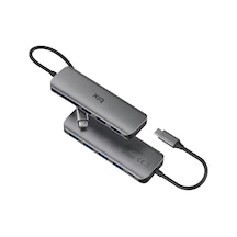 Bx07hb Usb-c Hub 4x Usb 3.0 Pd Şarj 5gbps Mac Windows Uyumlu Alüminyum Çoklayıcı Gri Adaptör Hub