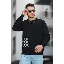 Trc 2173 Üç İplik Şardonlu Kuru Kafa Baskılı Cep Detaylı Erkek Sweatshirt 001