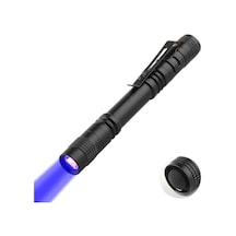 Valkyrie 395nm Ultraviyole Uv Kalem El Feneri - Alüminyum Darbeye Suya Dayanıklı Cep Feneri Klipsli Kalem Fener Blacklight Siyah