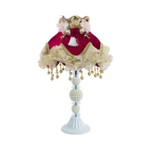 Vintage Bordo Kadife Kaplı El Yapımı Klasik Model Abajur Beyaz Ka Diğer