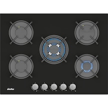 Simfer 3704 4 Göz + 1 Wok 70 cm Siyah Cam Ankastre Ocak