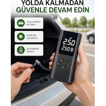 Usb Şarjlı Taşınabilir Hava Kompresörü Dijital Ekranlı Siyah