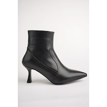 Muggo Natalie Garantili Hakiki Deri Sivri Burun Fermuarlı İnce Topuklu Kadın Bot 001