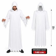 Yetişkin Beyaz Kapüşonlu Cellat Hayalet Kostümü 140 Cm 5691