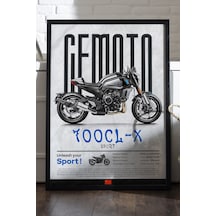 Cfmoto 700 Cl-x Sport Siyah Ahşap Çerçeveli Poster, Dekoratif Motosiklet Duvar Tablosu