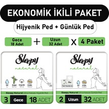 Sleepy Natural Ultra Ped Gece 18'li + Uzun Günlük Ped 4 x 32'li