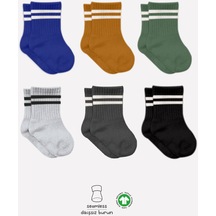 Bistyle 6lı Penye Çemberli Soket Çorap Bs6003 Haki 001