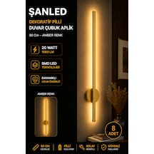 Dekoratif 20w İç Mekan Gold Kasa Amber Işık Rengi 80 Cm Duvar Aplik Pilli 8 Adet