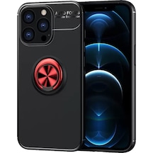 Newface Apple İphone 13 Pro Kılıf Range Yüzüklü Silikon - Siyah-kırmızı