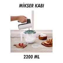 2200 Ml Şeffaf Ölçekli Mikser Karıştırma Kabı - Sıçratmayan Mixer Ölçü Kabı Şeffaf