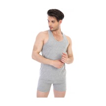 Çift Kaplan Erkek Elastanlı Spor Gri Atlet 916