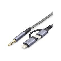Lb Type-c + Lightning To 3.5 Mm Ses Kablosu - Siyah Gj-027