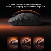 Shadow Knight Kablosuz 2.4ghz Bluetooth Kablolu Ultra Hafif 47gr 1khz 12000dpı Karbon Fiber Oyuncu Mouse