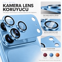 Premium Metal Lens Koruyucu İphone 17/18 Pro Max İle Uyumlu Gök Mavisi