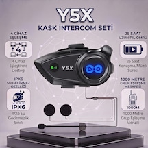 Y5x Motosiklet Kask Intercom 4 Cihaz Bağlantılı 1000m İnterkom Seti Su Geçirmez