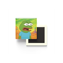 Pepe The Frog - 9x9 Cm Baskılı Kare Buzdolap Magneti