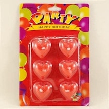 Vitrini Kırmızı Kalp Mum 6 Adet Siyah