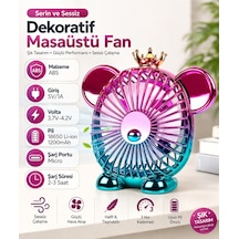 Usb Şarjlı Dekoratif Masaüstü Fan 1200mah Sessiz Mini Vantilatör 3 Kademeli