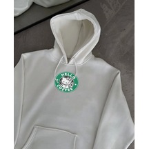 Supplierby Üç İplik Penye Uzun Kol Kapşonlu Sweatshirt - Beyaz Beyaz