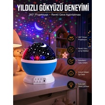 Yıldız Görünümlü Gece Lambası Renkli Masa Lambası Gökyüzü Projeksiyon Mavi 51744724