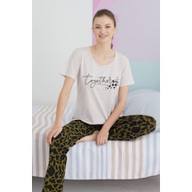 Siyah İnci Pamuklu Örme Pijama Takım 24113133 Çok Renkli