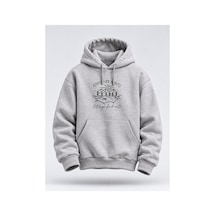 North Whiskers Adventure Awaits Baskılı Unisex Hoodie Doğa Ve Kamp Temalı Kapüşonlu Sweatshirt Gri - 931450264 Gri - 931450264 Gri