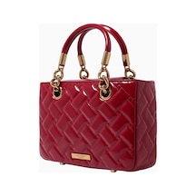 Kurt Geiger Square Kensington Bag, Rugan Deri, Şık Ve Yapılandırılmış Tasarım El Çantası Kırmızı